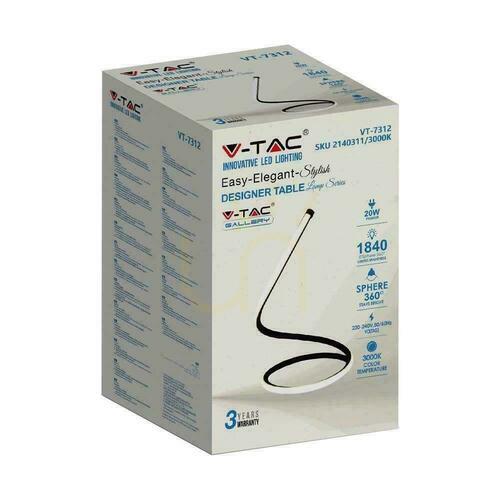Kontrola LED lampa V-TAC Curved Black Profile 20W 35cm VT-7312-B-N 3000K 1840lm 3 roky záruka