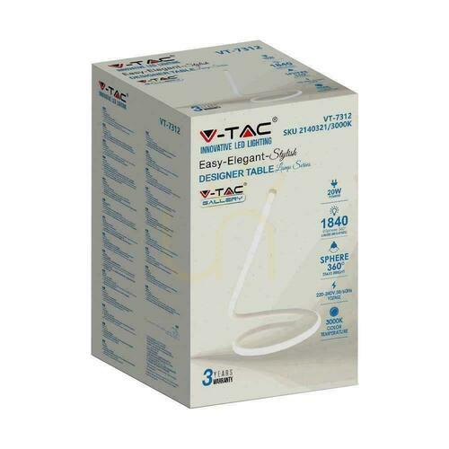Kontrola LED lampa V-TAC Bent White Profile 20W 35cm VT-7312-W-N 3000K 1840lm 3 roky záruka