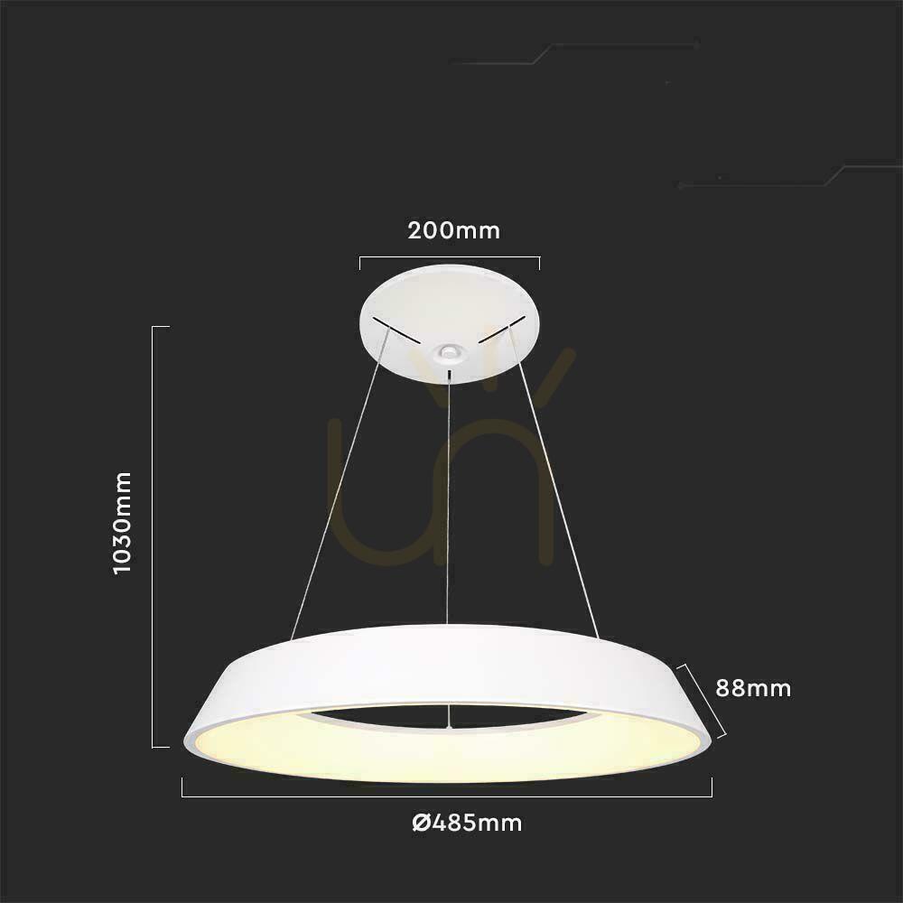 Pohled V-TAC 48W LED TRIAC závěsné svítidlo bílé VT-7755 3000K 5000lm V-TAC 48W LED TRIAC závěsné svítidlo bílé VT-7755 3000K 5000lm