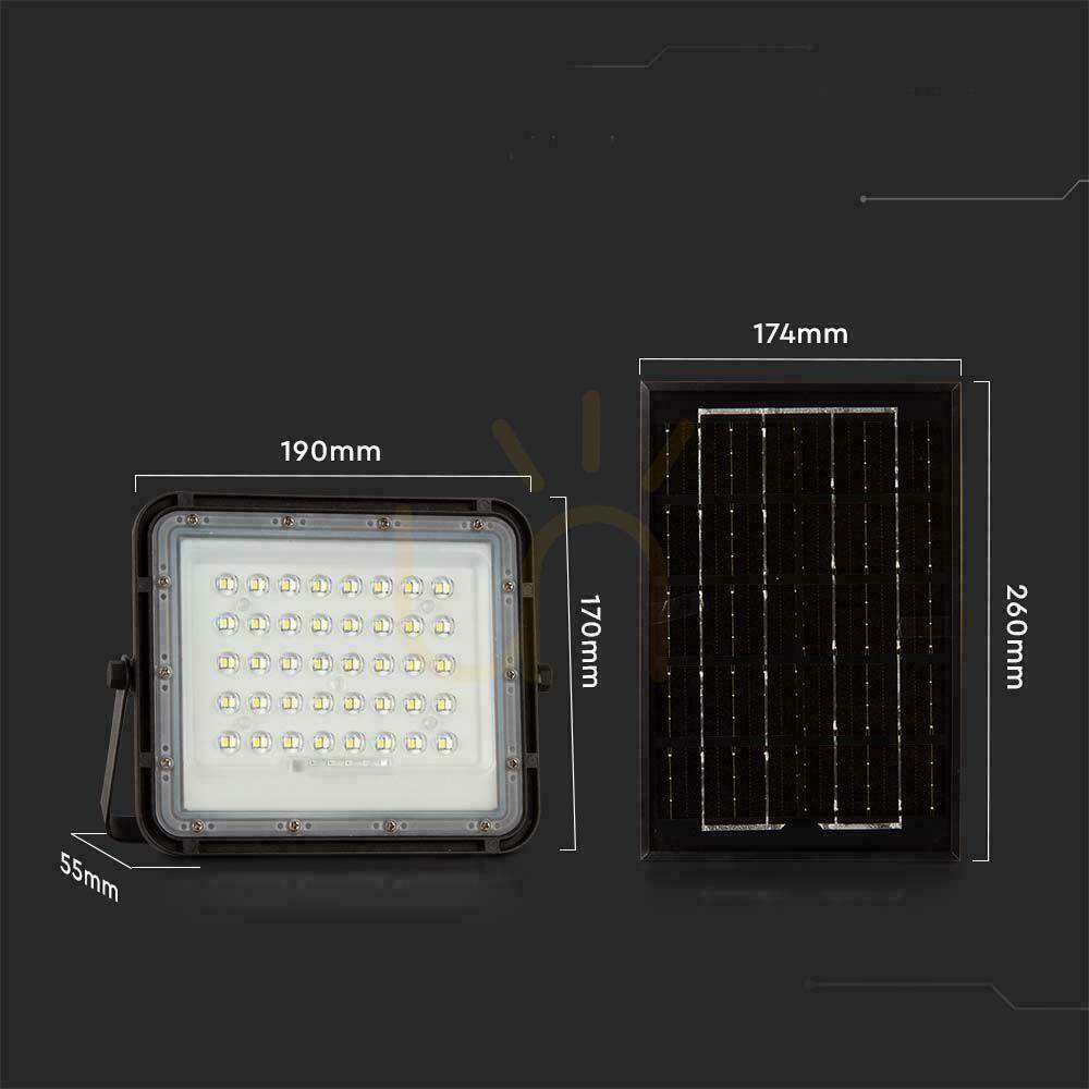 Zobrazit V-TAC 6W solární LED projektor s dálkovým ovládáním, AUTO, časovač, IP65 černý VT-40W 6400K 400lm V-TAC 6W solární LED projektor s dálkovým ovládáním, AUTO, časovač, IP65 černý VT-40W 6400K 400lm