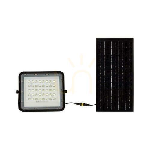 Kontrola V-TAC 10W solární LED projektor s dálkovým ovládáním, AUTO, časovač, IP65 černý VT-80W 6400K 800lm