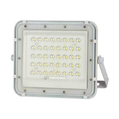 Kontrola V-TAC 6W solární LED projektor pilotní, AUTO, časovač, IP65 bílý VT-40W-W 6400K 400lm