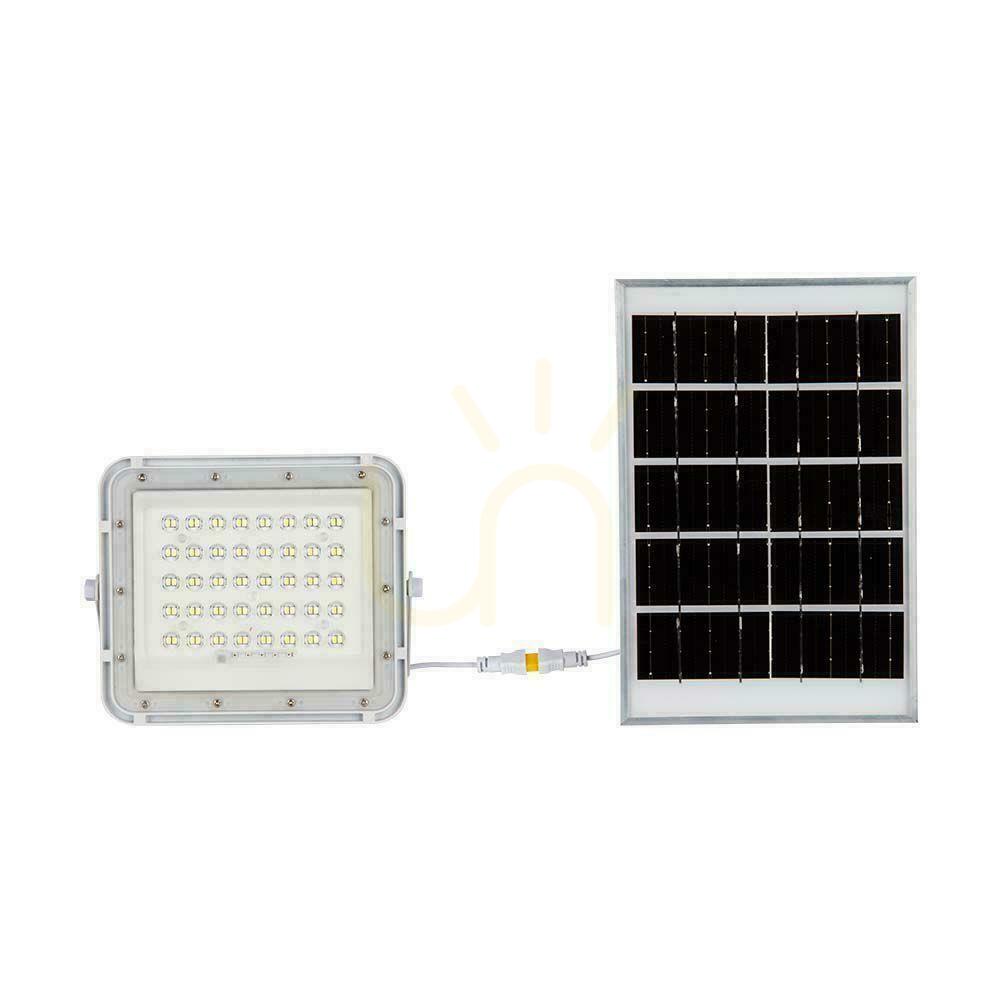 Kontrola V-TAC 10W solární LED projektor s dálkovým ovládáním, AUTO, časovač, IP65 bílý VT-80W-W 6400K 800lm. V-TAC 10W solární LED projektor s dálkovým ovládáním, AUTO, časovač, IP65 bílý VT-80W-W 6400K 800lm.