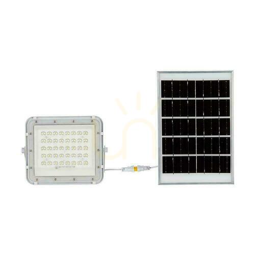 Kontrola V-TAC 10W solární LED projektor s dálkovým ovládáním, AUTO, časovač, IP65 bílý VT-80W-W 4000K 800lm.