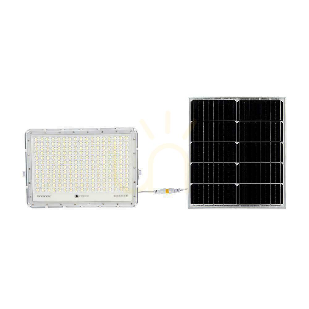 Kontrola V-TAC 30W solární LED projektor s dálkovým ovládáním, AUTO, časovač, IP65 bílý VT-240W-W 6400K 2600lm V-TAC 30W solární LED projektor s dálkovým ovládáním, AUTO, časovač, IP65 bílý VT-240W-W 6400K 2600lm