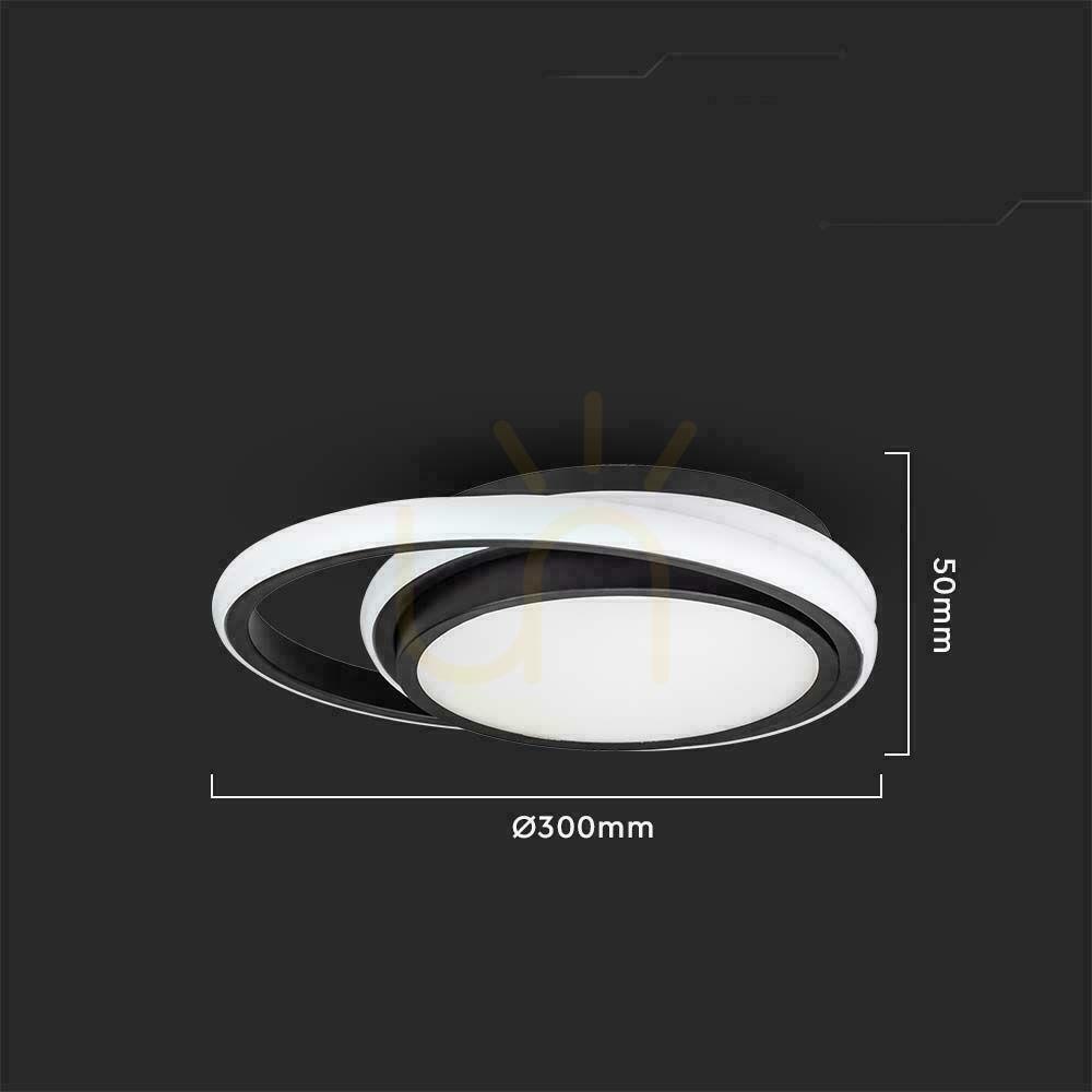 Pohled Přisazené stropní svítidlo V-TAC 24W LED 3v1 černé kulaté fi.30cm VT-7783 4000K 2560lm Přisazené stropní svítidlo V-TAC 24W LED 3v1 černé kulaté fi.30cm VT-7783 4000K 2560lm