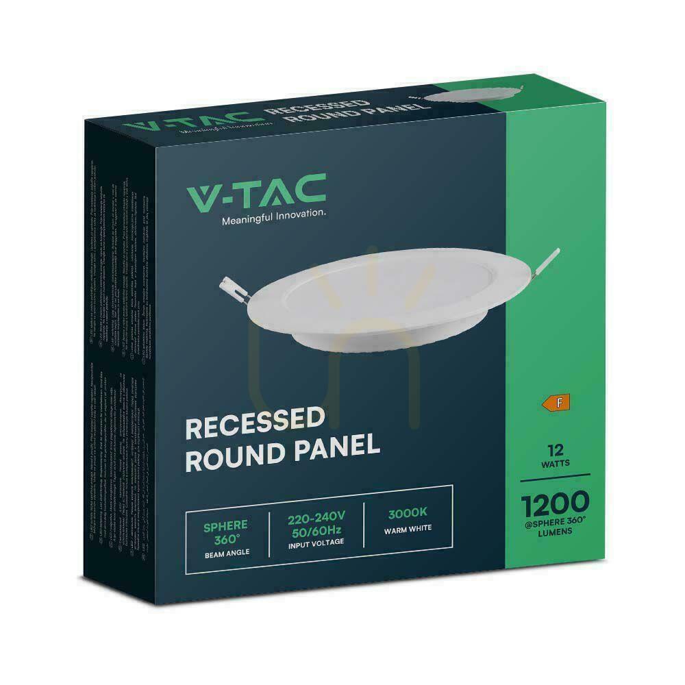 Náhled V-TAC LED Panel Recessed Premium Downlight 12W Round fi170 VT-61012 3000K 1200lm. V-TAC LED Panel Recessed Premium Downlight 12W Round fi170 VT-61012 3000K 1200lm.