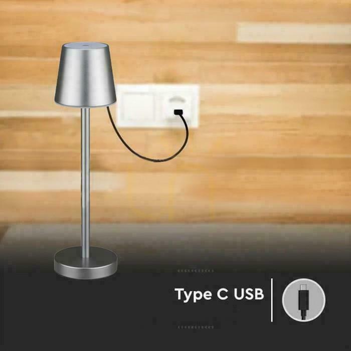 Zobrazit V-TAC 3W LED nabíjecí stmívatelná lampa na noční stolek šedá VT-7703 4000K 70lm. V-TAC 3W LED nabíjecí stmívatelná lampa na noční stolek šedá VT-7703 4000K 70lm.