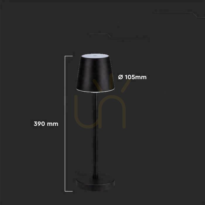 Pohled V-TAC 3W LED nabíjecí stmívatelná stolní lampa černá VT-7703 4000K 70lm. V-TAC 3W LED nabíjecí stmívatelná stolní lampa černá VT-7703 4000K 70lm.