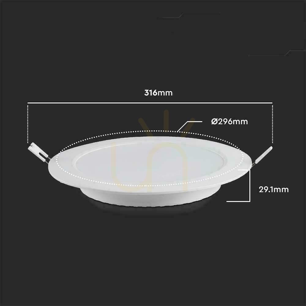 Pohled V-TAC Zapuštěné panelové svítidlo LED Premium Downlight 24W Round fi300 VT-61024 3000K 2500lm. V-TAC Zapuštěné panelové svítidlo LED Premium Downlight 24W Round fi300 VT-61024 3000K 2500lm.