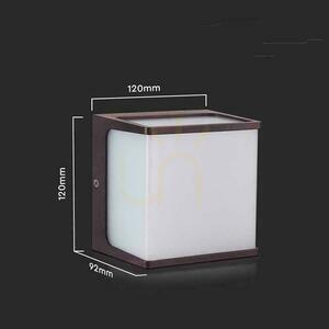 Venkovní nástěnné svítidlo V-TAC VT-708 LED 8 W 750 lm 3000 K, IP65, hnědé, opálový kryt 120×120 mm small 3