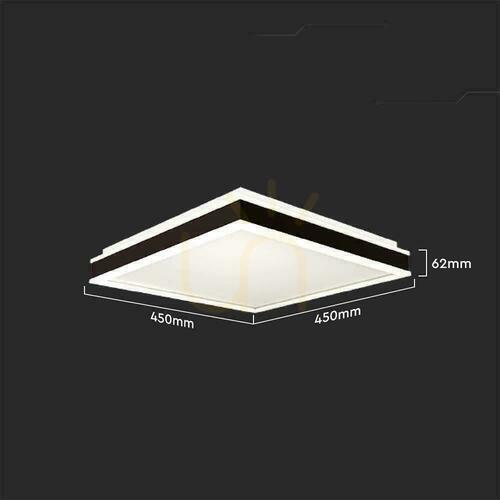 Kontrola Stropní svítidlo V-TAC 24W LED 3v1 černý čtverec 45x45cm VT-7782 4000K 2450lm