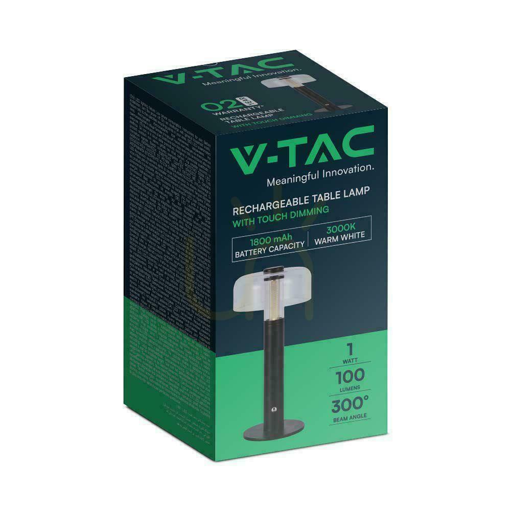 Pohled V-TAC 1W LED stolní lampa na noční stolek 30cm USB nabíjení stmívatelná černá VT-1049 3000K 100lm V-TAC 1W LED stolní lampa na noční stolek 30cm USB nabíjení stmívatelná černá VT-1049 3000K 100lm
