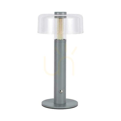 Kontrola V-TAC 1W LED stolní lampa na noční stolek 30cm USB nabíjení stmívatelná šedá VT-1049 3000K 100lm