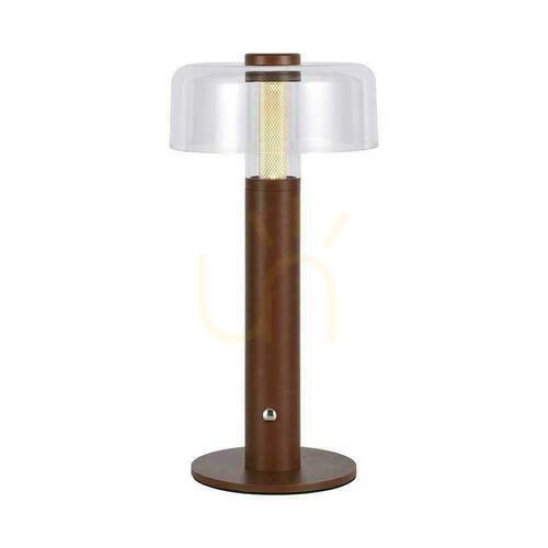 Kontrola V-TAC 1W LED stolní lampa na noční stolek 30cm USB nabíjení stmívatelná hnědá VT-1049 3000K 100lm.