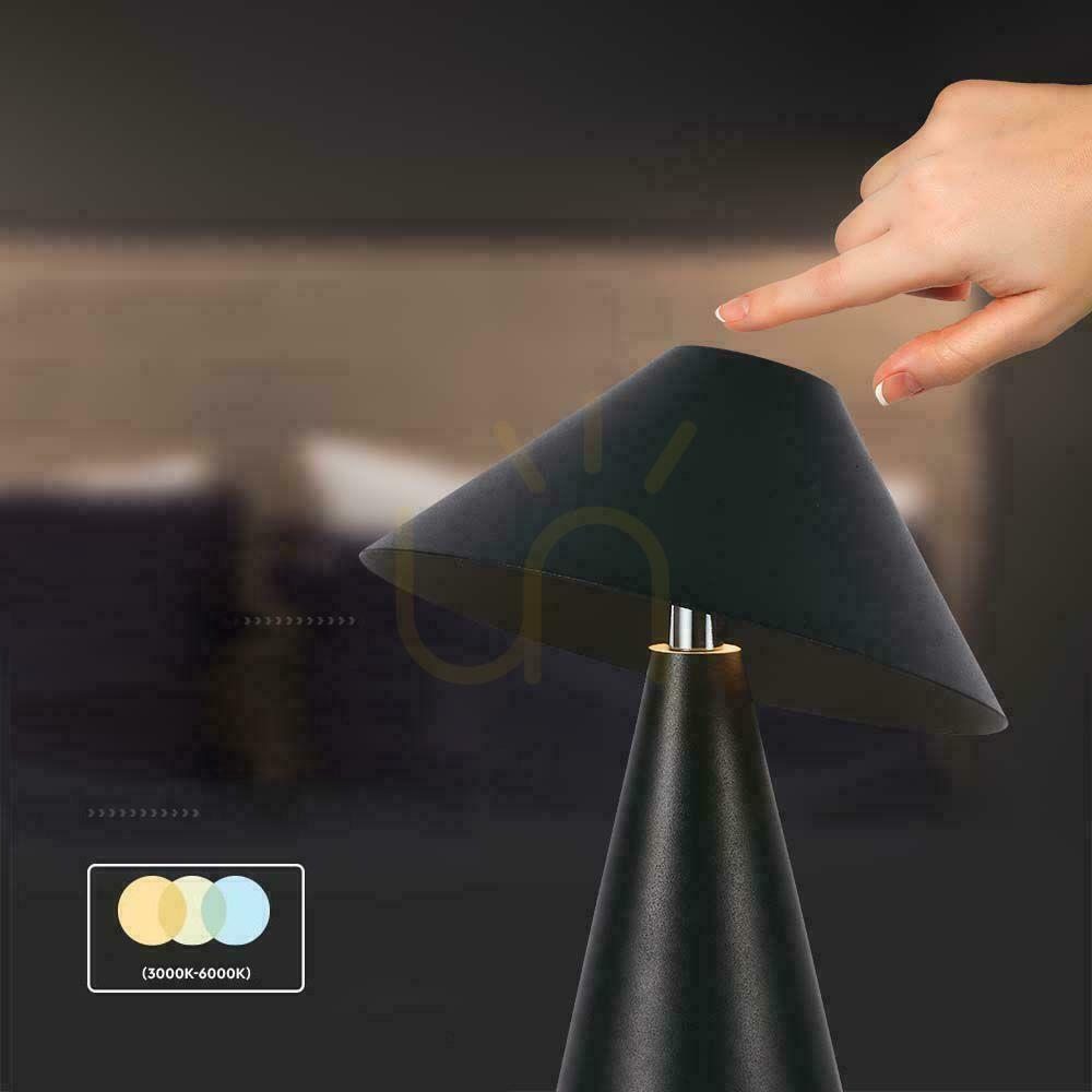 Pohled V-TAC 3W LED 24cm stolní noční světlo USB nabíjení stmívatelné černé VT-1051 3000K-6000K 200lm. V-TAC 3W LED 24cm stolní noční světlo USB nabíjení stmívatelné černé VT-1051 3000K-6000K 200lm.