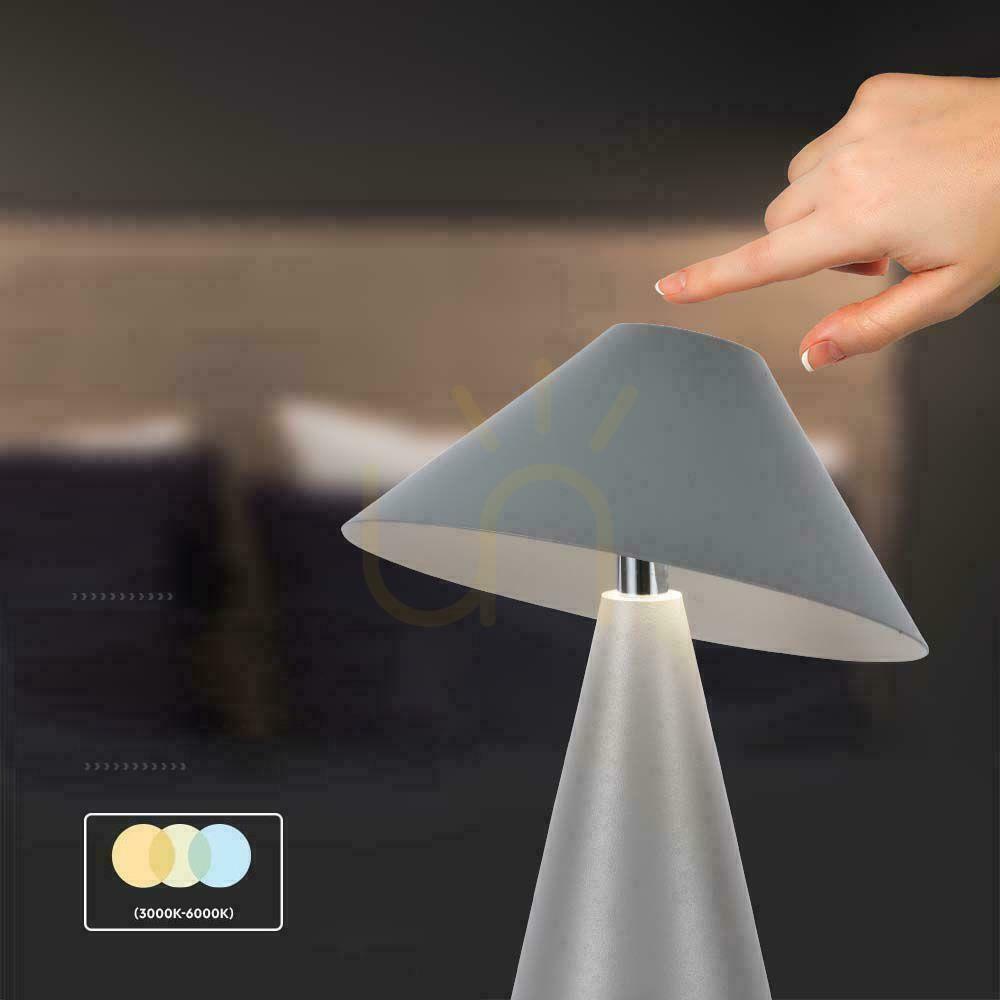 Pohled V-TAC 3W LED stolní lampa na noční stolek 24 cm USB nabíjení stmívatelná šedá VT-1051 3000K-6000K 200lm V-TAC 3W LED stolní lampa na noční stolek 24 cm USB nabíjení stmívatelná šedá VT-1051 3000K-6000K 200lm