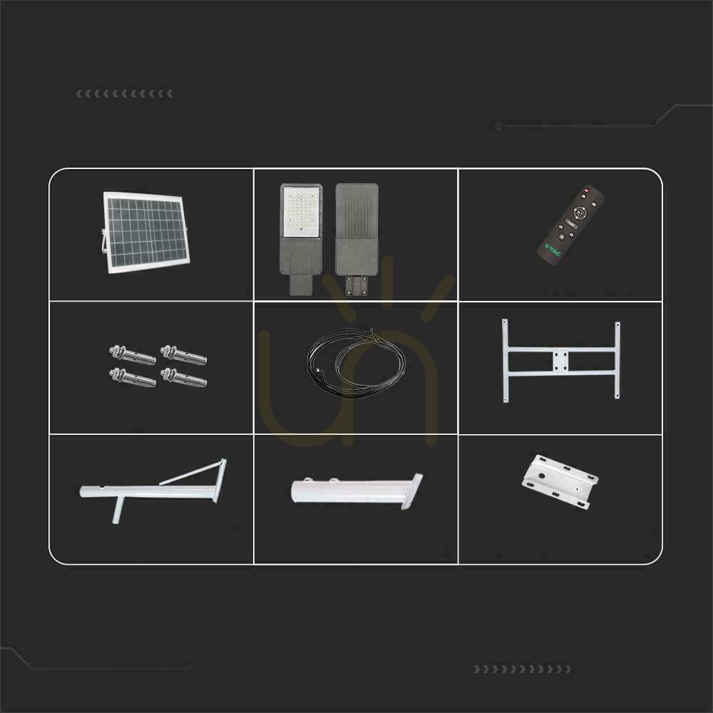 Kontrola V-TAC BRIDGELUX CHIP Solární LED pouliční svítidlo IP65 Pilotní panel LiFePO4 70W VT-15300ST 4000K 3500lm V-TAC BRIDGELUX CHIP Solární LED pouliční svítidlo IP65 Pilotní panel LiFePO4 70W VT-15300ST 4000K 3500lm