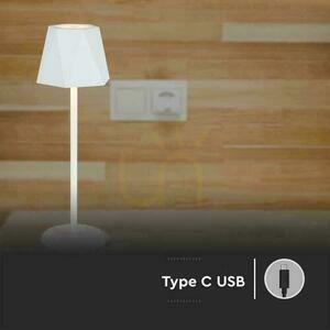 V-TAC 4W LED stolní lampa na noční stolek 37cm USB nabíjení Stmívatelná bílá VT-1034 3000K-6000k 150lm small 8