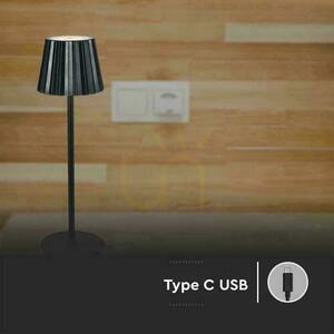V-TAC 4W LED stolní lampa na noční stolek 37cm USB nabíjení stmívatelná černá VT-1028 3000K-6000K 150lm small 7