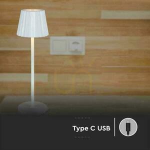 V-TAC 4W LED stolní lampa na noční stolek 37cm USB nabíjení Stmívatelná bílá VT-1028 3000K-6000K 150lm small 5