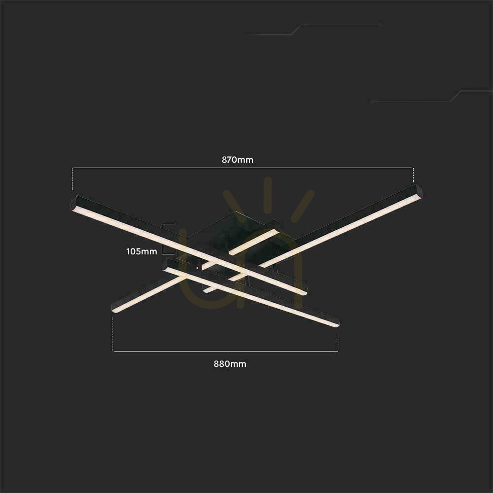 Pohled V-TAC 38W LED stropní svítidlo černé VT-7915 3000K 4100lm. V-TAC 38W LED stropní svítidlo černé VT-7915 3000K 4100lm.