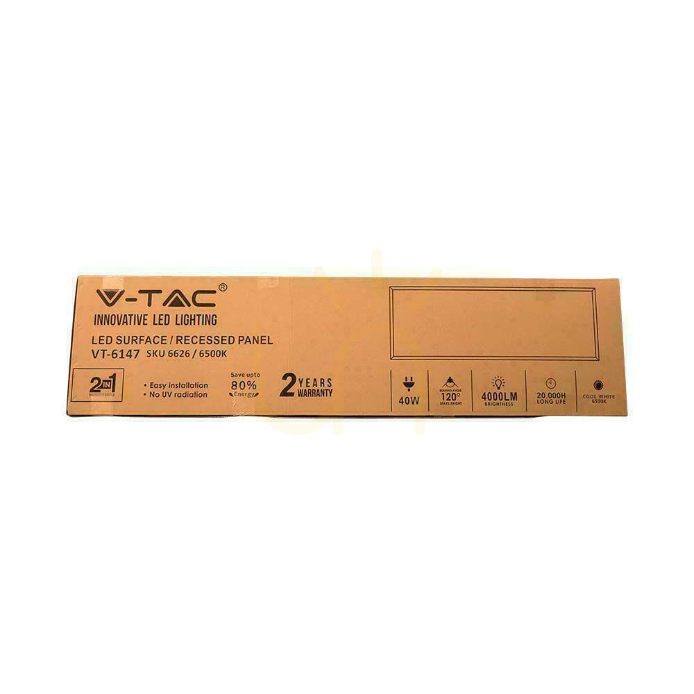 Zobrazit V-TAC 40W 1200x300 3v1 panel LED pro povrchovou/podhledovou montáž VT-6147 4000K 4400lm V-TAC 40W 1200x300 3v1 panel LED pro povrchovou/podhledovou montáž VT-6147 4000K 4400lm