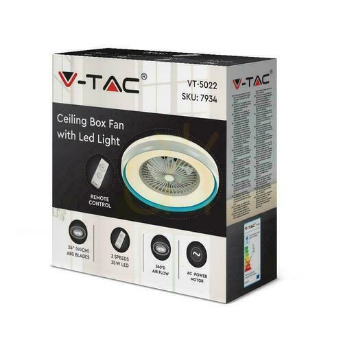 Kontrola V-TAC 45W LED stropní ventilátor RF Pilot CCT Blue VT-5022 3000lm