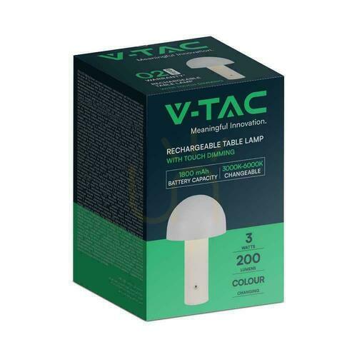 Kontrola V-TAC 1W LED lampa na noční stolek 25 cm USB nabíjení stmívatelná zlatá VT-1047 3000K-6000K 200lm.