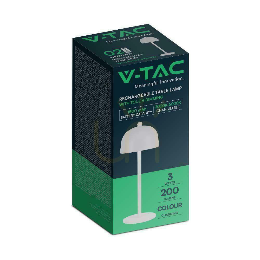 Zobrazit V-TAC 3W LED stolní lampa na noční stolek 30cm USB nabíjení Stmívatelná bílá VT-1052 3000K-6000K 200lm V-TAC 3W LED stolní lampa na noční stolek 30cm USB nabíjení Stmívatelná bílá VT-1052 3000K-6000K 200lm
