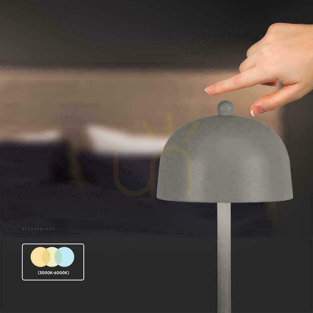 Zobrazit V-TAC 3W LED stolní lampa na noční stolek 30cm USB nabíjení Stmívatelná šedá VT-1052 3000K-6000K 200lm V-TAC 3W LED stolní lampa na noční stolek 30cm USB nabíjení Stmívatelná šedá VT-1052 3000K-6000K 200lm