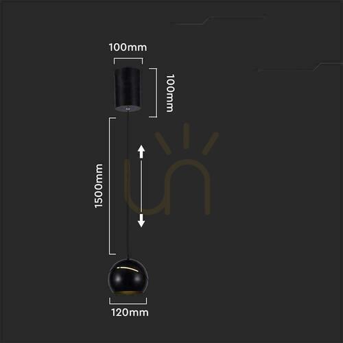 Kontrola V-TAC LED závěsné svítidlo 8,5W 160cm nastavitelné černé VT-7797 3000K 850lm