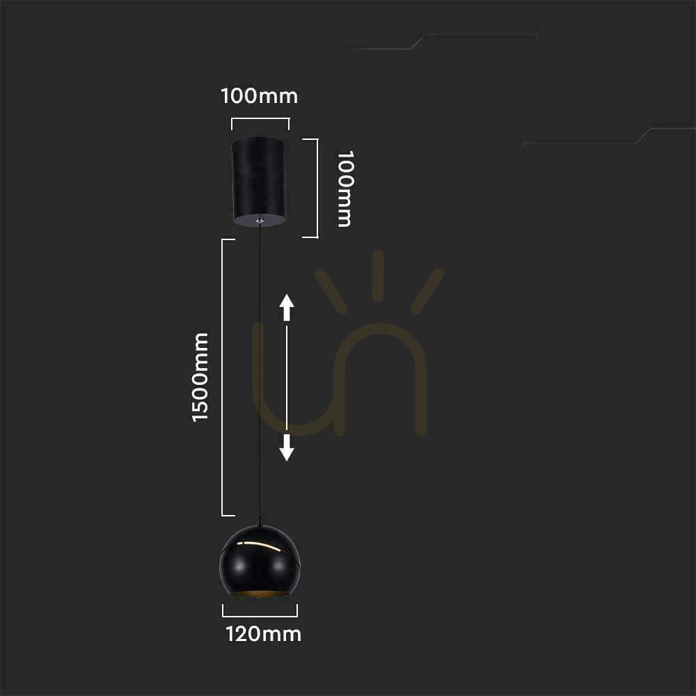 Pohled V-TAC LED závěsné svítidlo 8,5W 150cm nastavitelné černé VT-7797 3000K 850lm V-TAC LED závěsné svítidlo 8,5W 150cm nastavitelné černé VT-7797 3000K 850lm