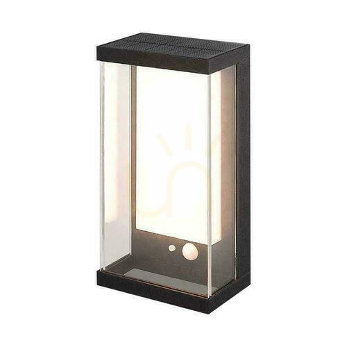 Kontrola V-TAC 1W LED čidlo pohybu IP65 černé VT-1193 3000K 95lm Solární nástěnné zahradní svítidlo.