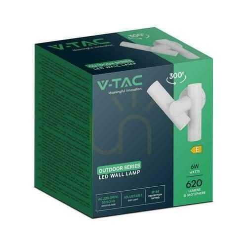 Kontrola Nástěnné svítidlo V-TAC VT-1186 bílé LED 6 W 3000 K IP44