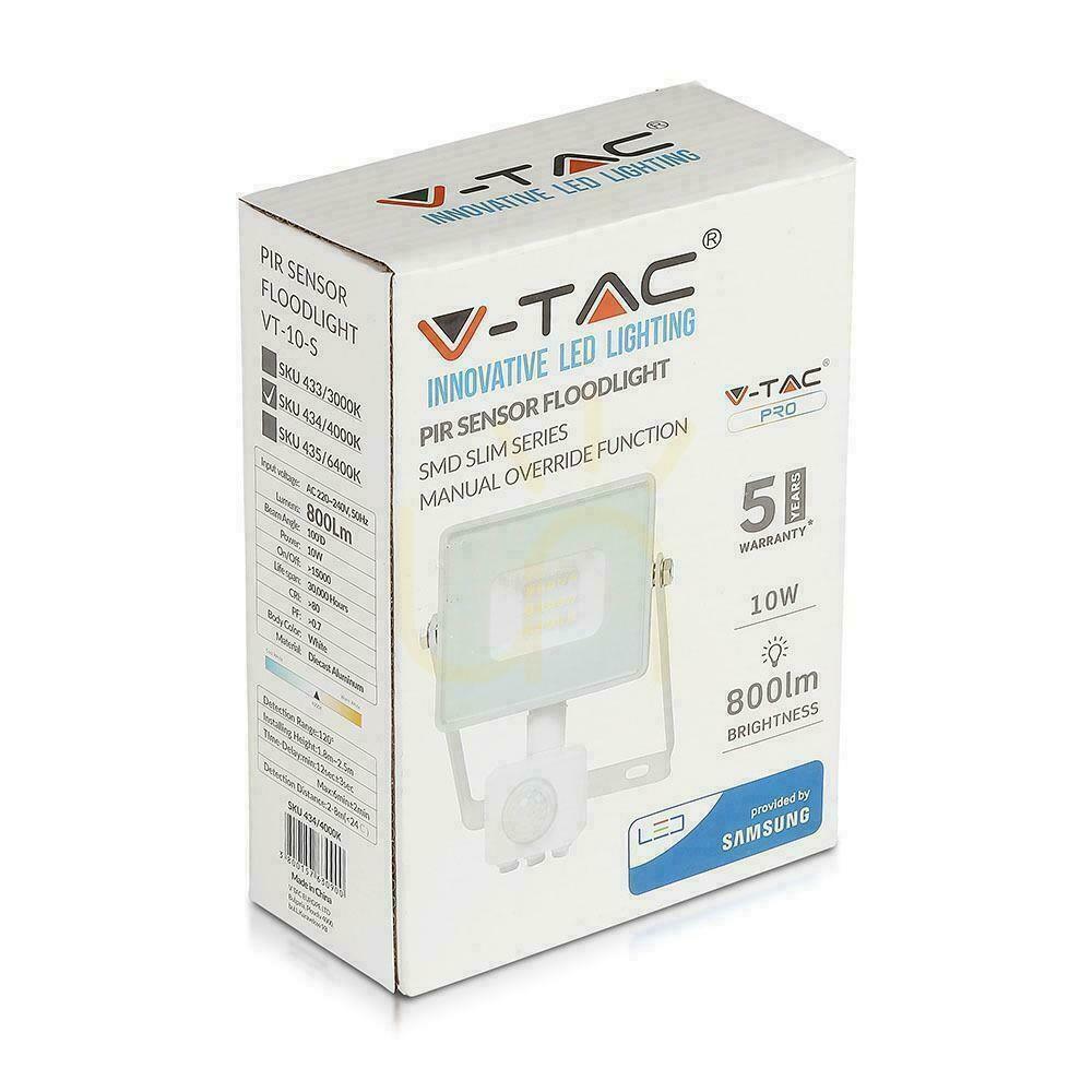 Zobrazit V-TAC LED projektor 10W SAMSUNG CHIP Senzor pohybu s funkcí vypnutí Bílá VT-10-S-W 6400K 800lm Záruka 5 let V-TAC LED projektor 10W SAMSUNG CHIP Senzor pohybu s funkcí vypnutí Bílá VT-10-S-W 6400K 800lm Záruka 5 let