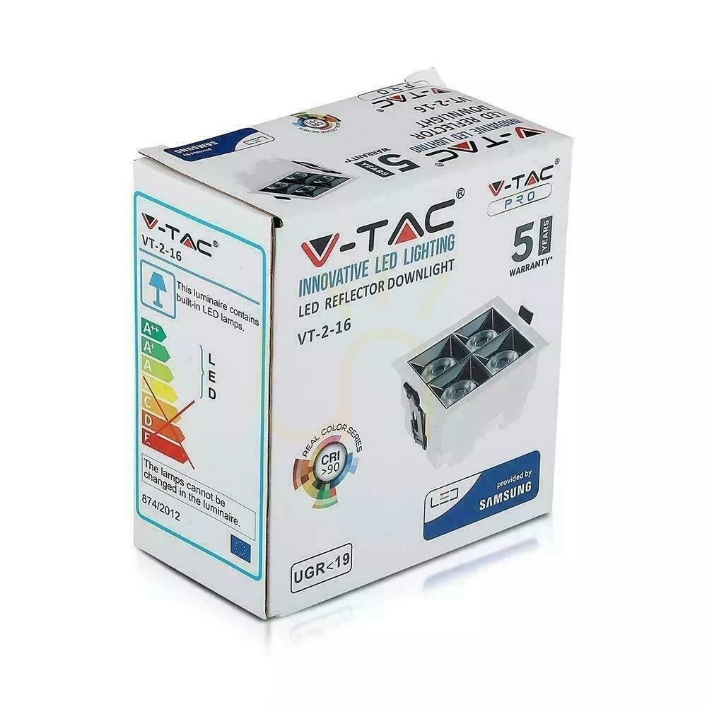 Náhled V-TAC Downlight SAMSUNG CHIP 16W UGR19 CRI90+ 12st VT-2-16 2700K 1280lm 5 let záruka svítidlo V-TAC Downlight SAMSUNG CHIP 16W UGR19 CRI90+ 12st VT-2-16 2700K 1280lm 5 let záruka svítidlo