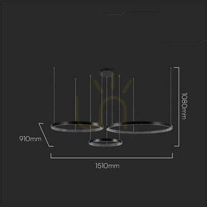 Závěsné LED svítidlo 57W 6840lm 4000K černé 5 kruhů 151 cm VT-7824 V-TAC small 1