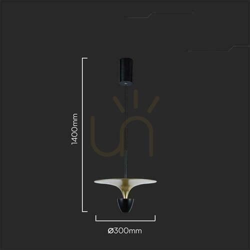 Kontrola V-TAC 9W LED závěsné svítidlo černá+zlatá VT-7832 4000K 1000lm