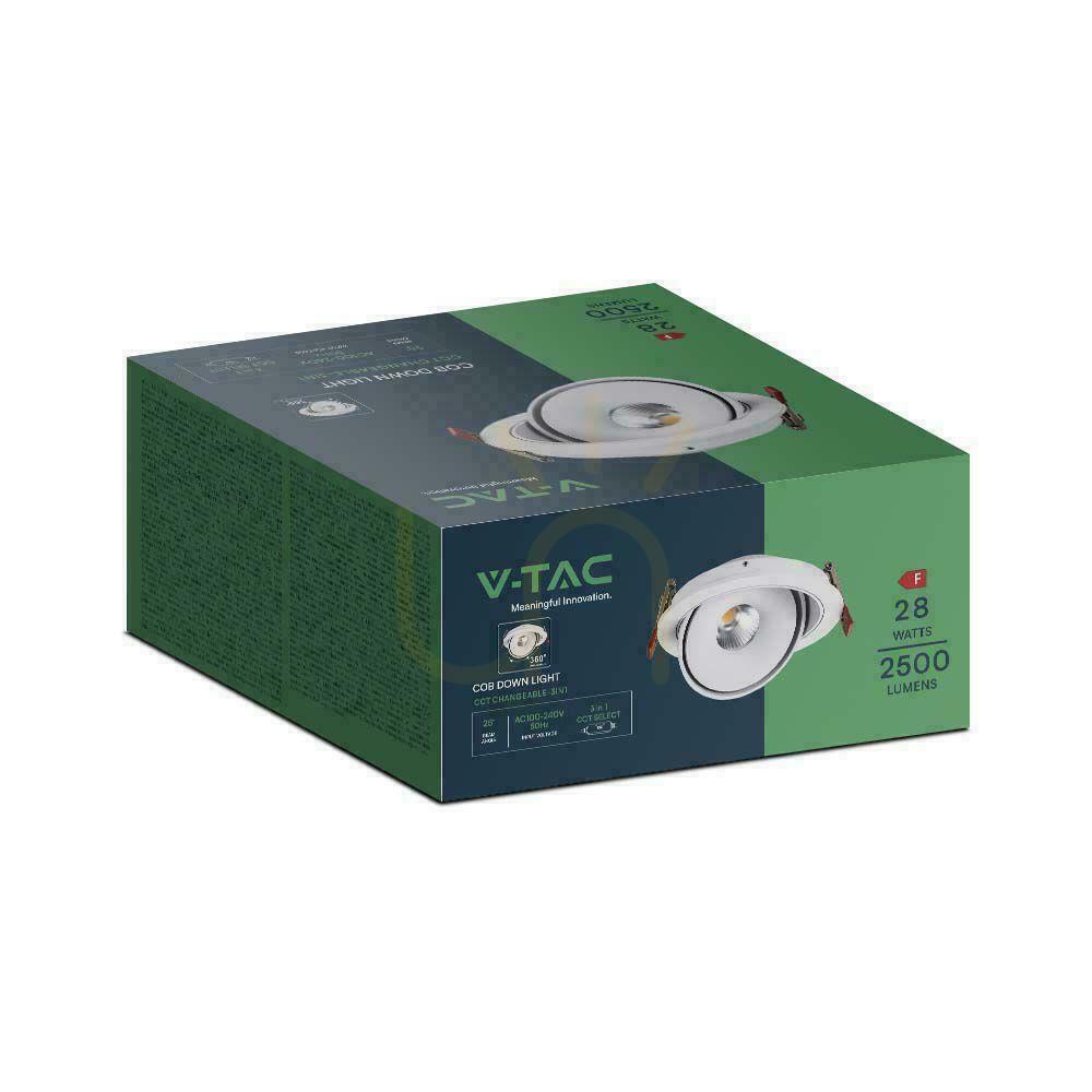 Zobrazit V-TAC LED výklopné svítidlo 30W LED COB CRI90+ CCT White VT-2532 3000K-4000K-6400K 2500lm. V-TAC LED výklopné svítidlo 30W LED COB CRI90+ CCT White VT-2532 3000K-4000K-6400K 2500lm.