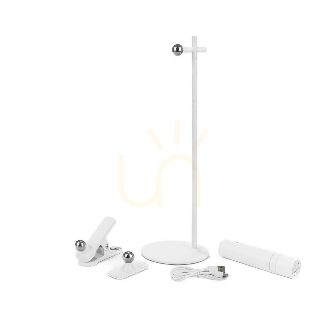 Pohled V-TAC Stolní lampa 4 v 1 37cm Svítilna s klipem na tapety 3W LED bílá VT-7413 4000K 300lm V-TAC Stolní lampa 4 v 1 37cm Svítilna s klipem na tapety 3W LED bílá VT-7413 4000K 300lm