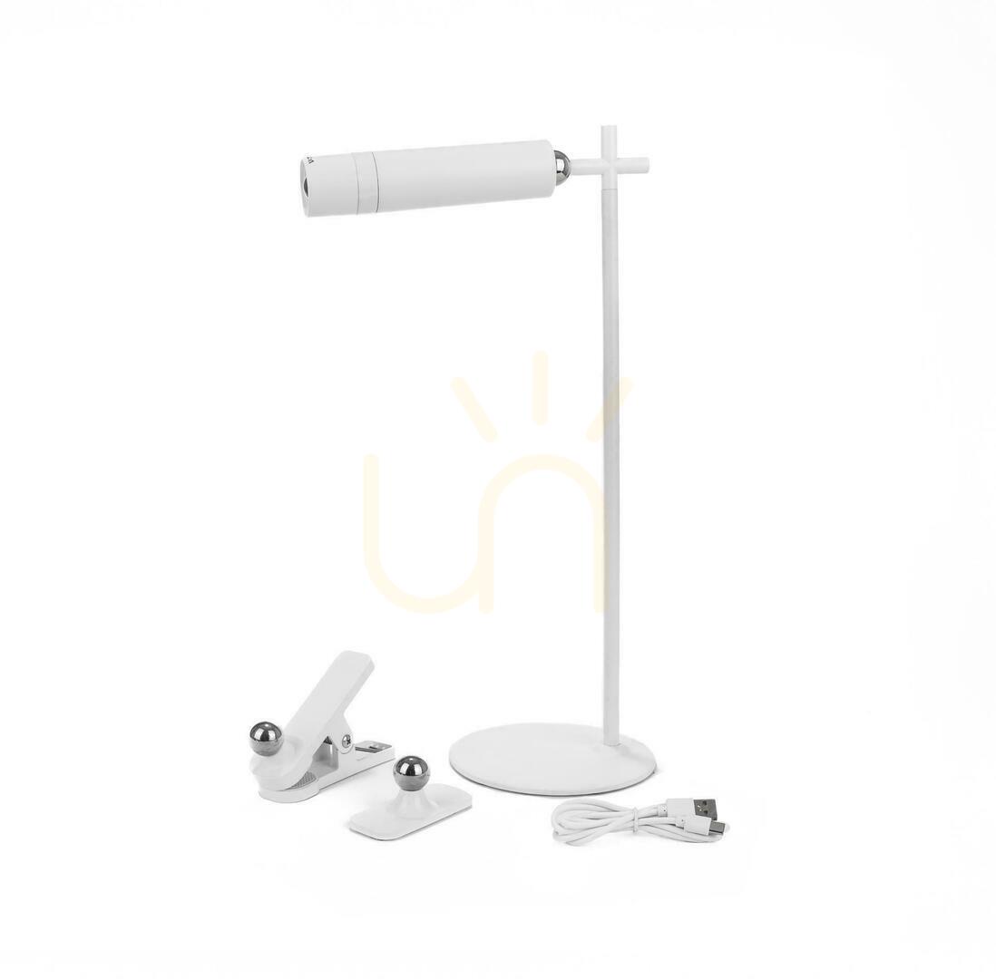 Pohled V-TAC Stolní lampa 4 v 1 37cm Svítilna s klipem na tapety 3W LED bílá VT-7413 4000K 300lm V-TAC Stolní lampa 4 v 1 37cm Svítilna s klipem na tapety 3W LED bílá VT-7413 4000K 300lm