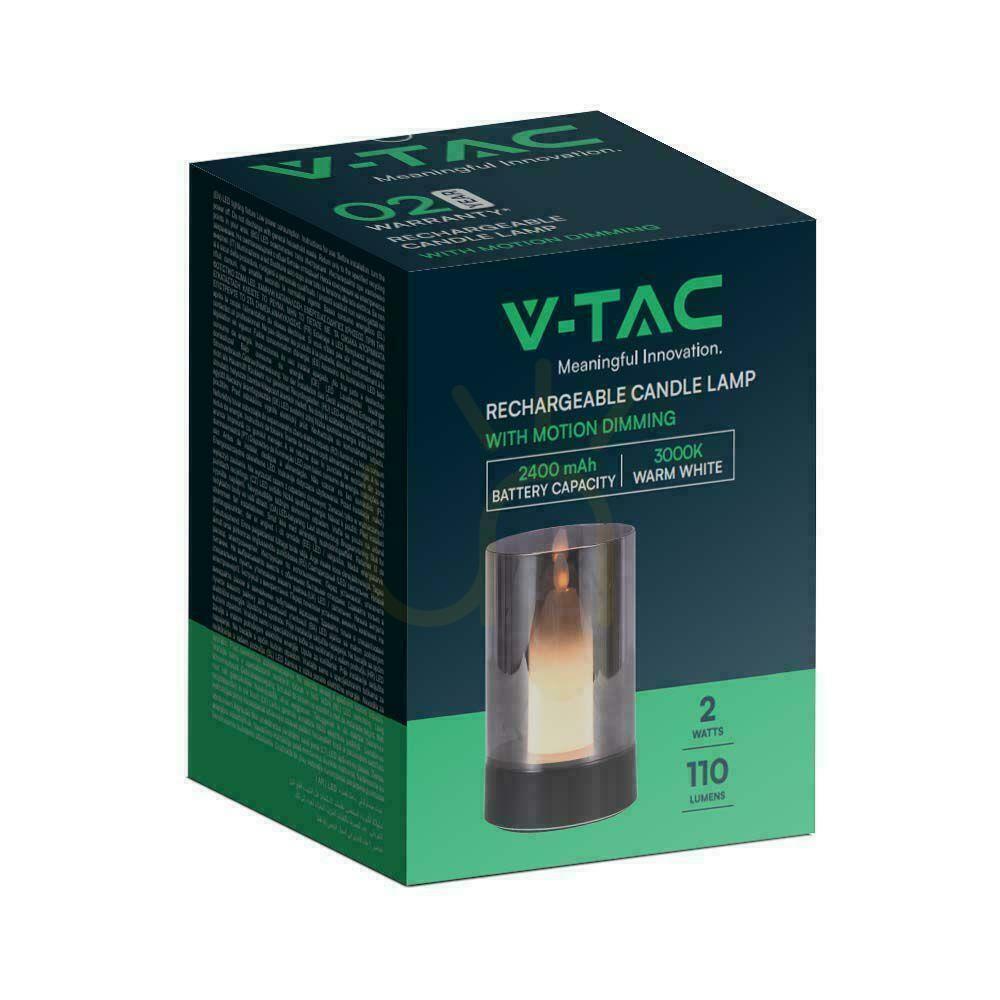 Pohled V-TAC Noční světlo na svíčku 3W LED s nabíjením USB stmívatelné černé VT-7564 3000K 110lm. V-TAC Noční světlo na svíčku 3W LED s nabíjením USB stmívatelné černé VT-7564 3000K 110lm.