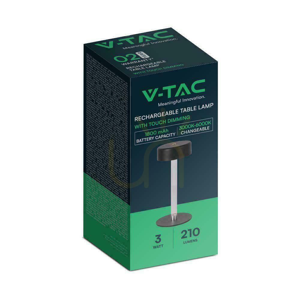 Pohled V-TAC 3W LED stolní lampa na noční stolek 23 cm USB nabíjení CCT stmívatelná černá VT-7567 3000K-6000K 210lm V-TAC 3W LED stolní lampa na noční stolek 23 cm USB nabíjení CCT stmívatelná černá VT-7567 3000K-6000K 210lm