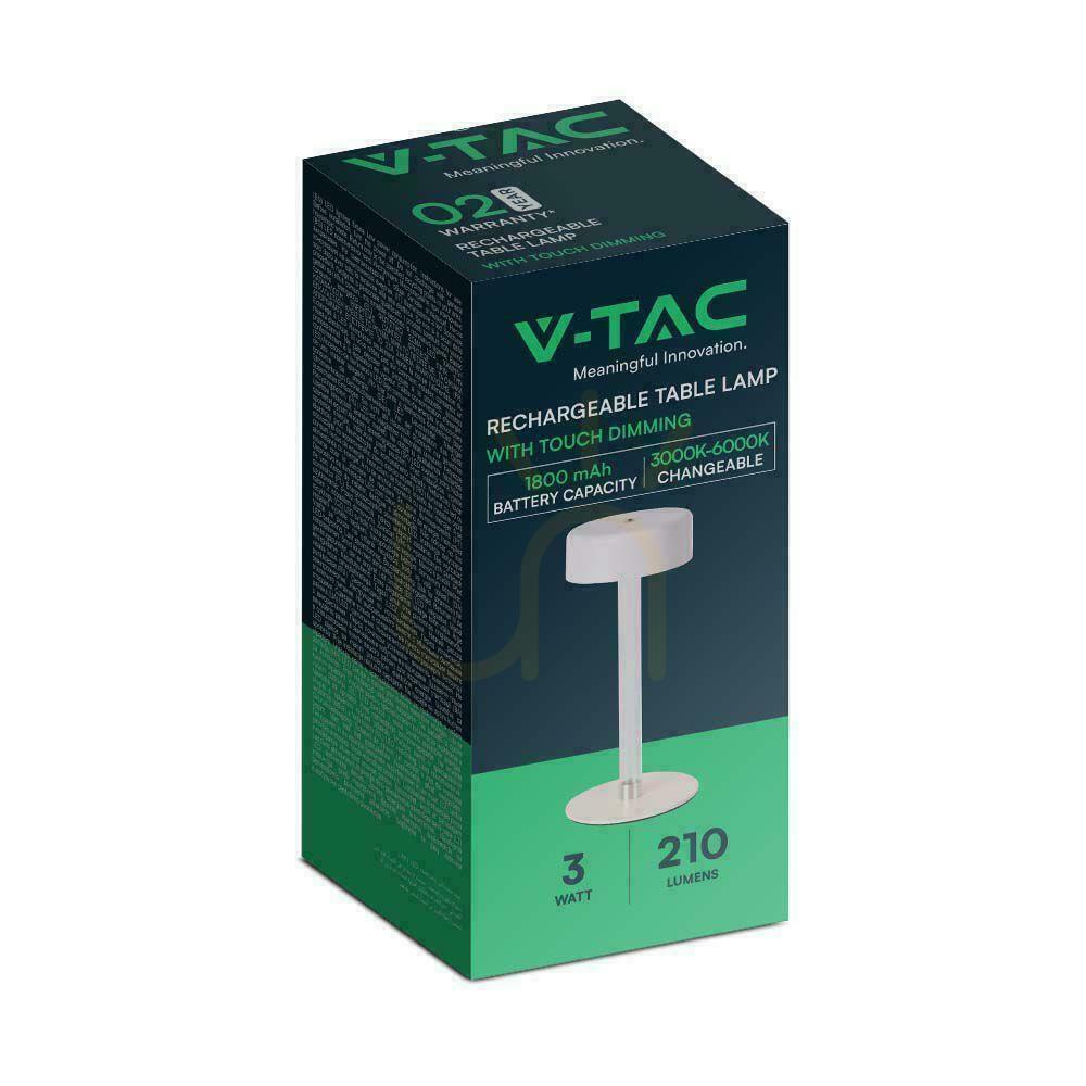 Pohled V-TAC 3W LED stolní lampa 23cm USB nabíjení CCT stmívatelná bílá VT-7567 3000K-6000K 210lm V-TAC 3W LED stolní lampa 23cm USB nabíjení CCT stmívatelná bílá VT-7567 3000K-6000K 210lm