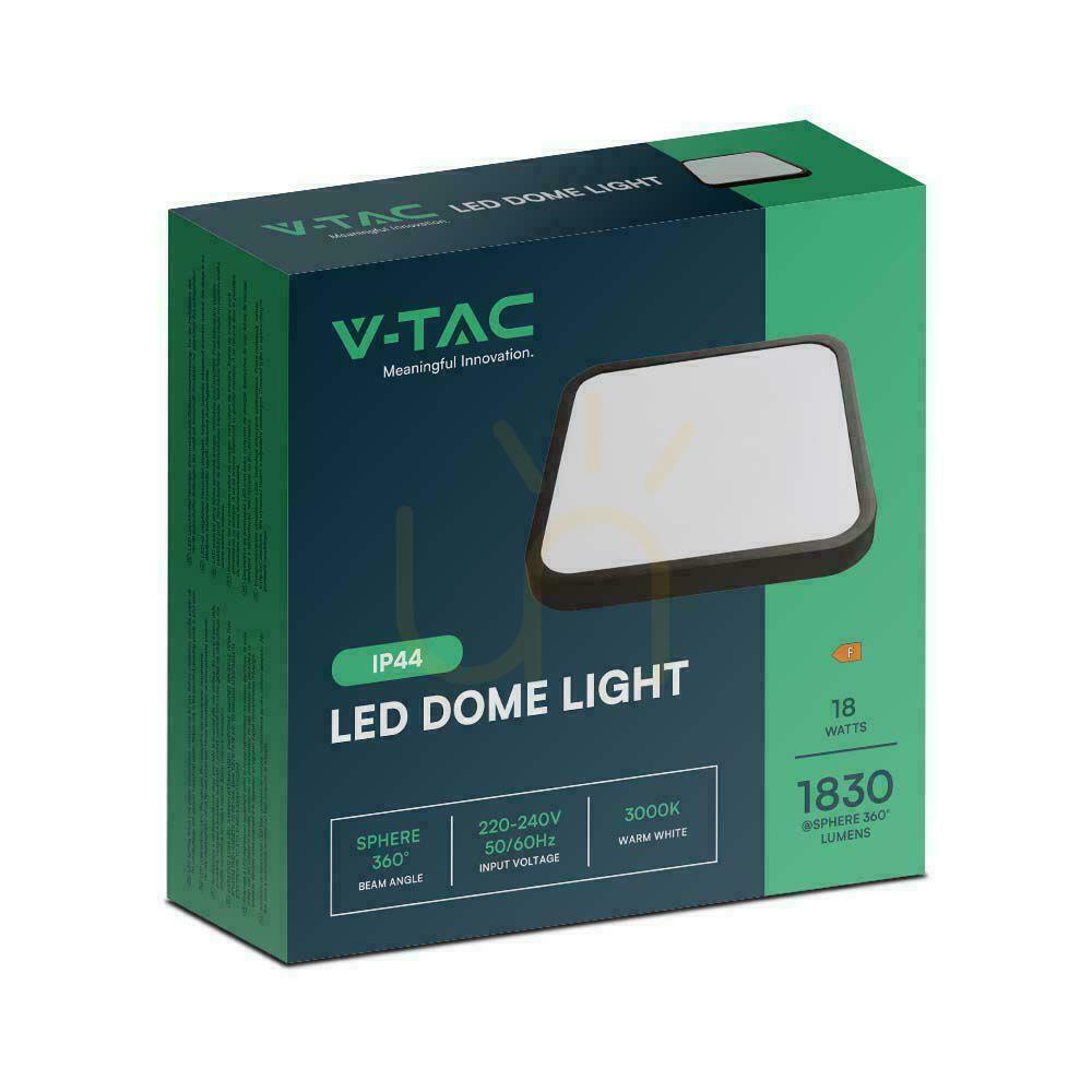 Zobrazit Plafond V-TAC 18W LED čtvercový 25x25cm s povrchovou úpravou IP44 černý VT-8618B 6500K 1830lm Plafond V-TAC 18W LED čtvercový 25x25cm s povrchovou úpravou IP44 černý VT-8618B 6500K 1830lm
