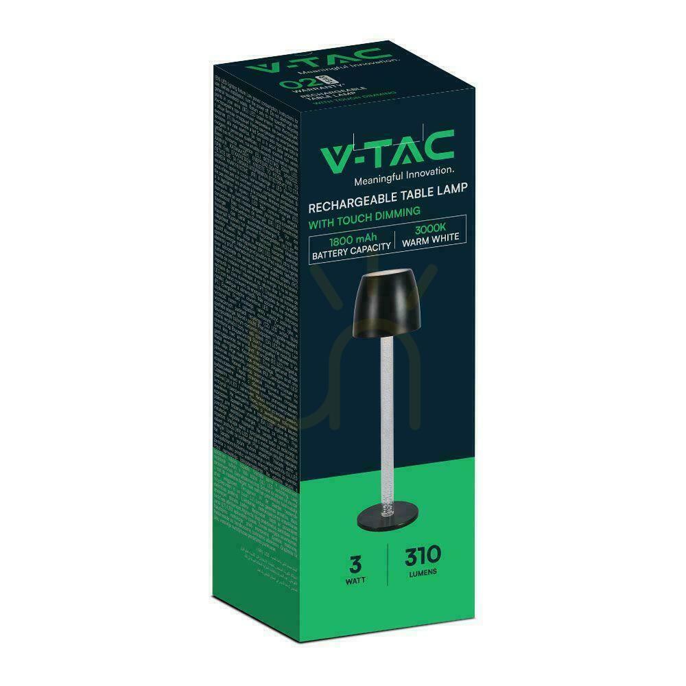 Kontrola V-TAC 3W LED nabíjecí stmívatelná stolní lampa černá VT-7576 3000K 310lm. V-TAC 3W LED nabíjecí stmívatelná stolní lampa černá VT-7576 3000K 310lm.