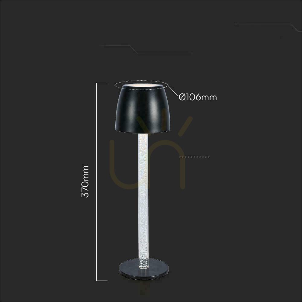 Pohled V-TAC 3W LED nabíjecí stmívatelná stolní lampa černá VT-7576 3000K 310lm. V-TAC 3W LED nabíjecí stmívatelná stolní lampa černá VT-7576 3000K 310lm.