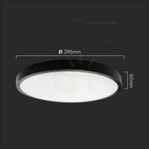 Plafond V-TAC 36W LED kulatý 35cm s povrchovou montáží IP44 černý VT-8630B 6500K 3820lm small 3