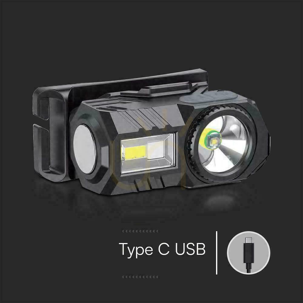 Zobrazit Čelová a cyklistická svítilna V-TAC VT-9902 3 W 190 lm USB-C Čelová a cyklistická svítilna V-TAC VT-9902 3 W 190 lm USB-C